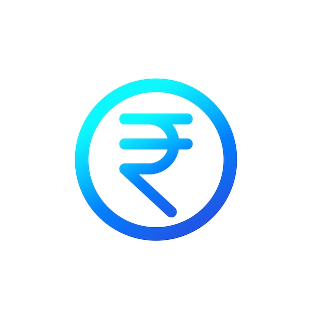 Indian rupee vector icon on white