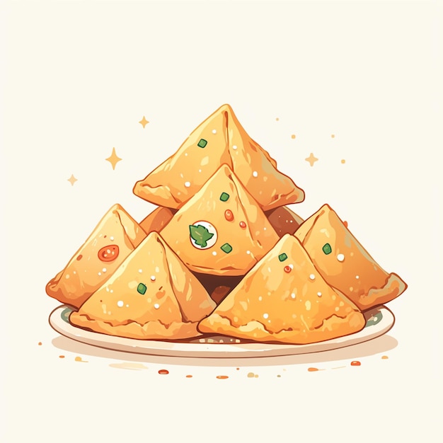 Vector indian samosa and fried pastry