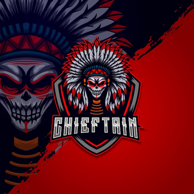 Indian Skull ESport logo design template