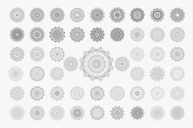 Indian style mandala bundle for decoration or parties Mandala ornament collection with different shapes Creative mandala pattern set design in traditional Arabian style Mandala line art vector