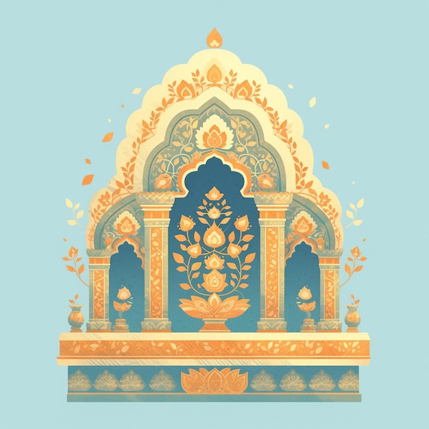 Indian temple patterns with sacred architecture