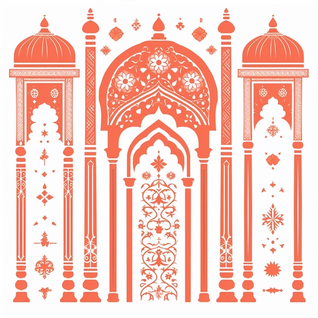 Vector indian temple patterns with sacred architecture