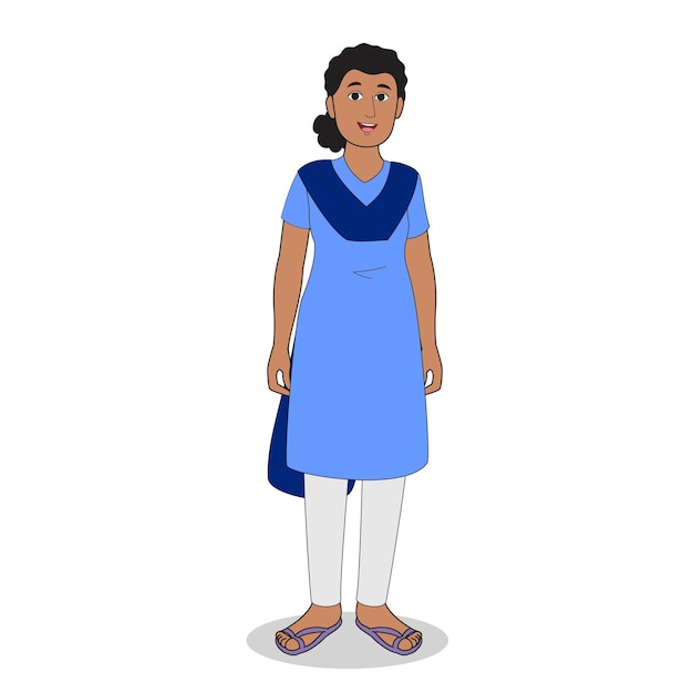 Vector indian village school girl