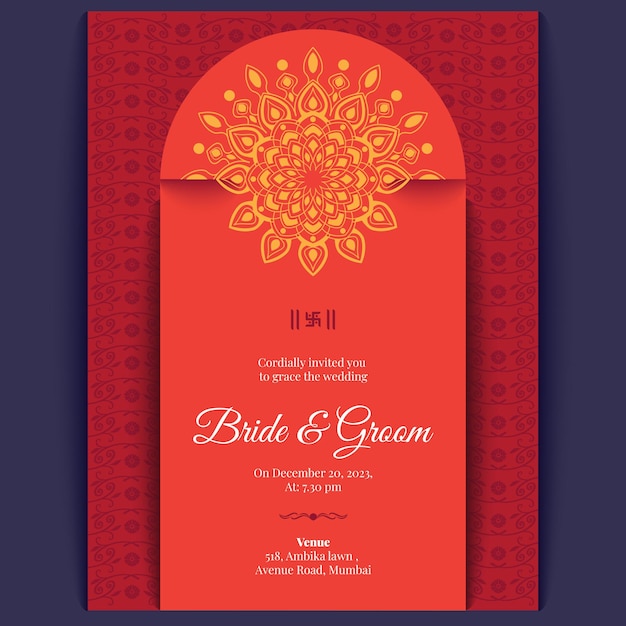 Vector indian wedding card design wedding invitation template