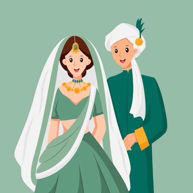 Indian Wedding Character Design Illustration