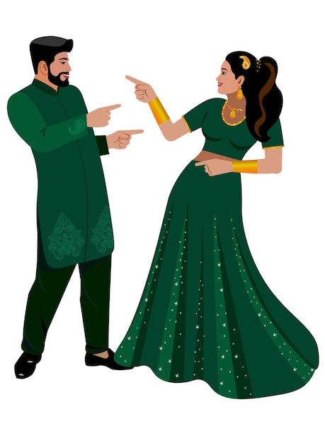 Vector indian wedding dancer best couple