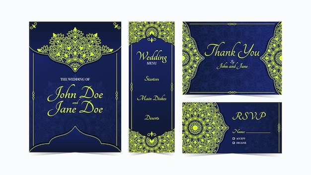 Indian Wedding Invitation Collection with Mandala