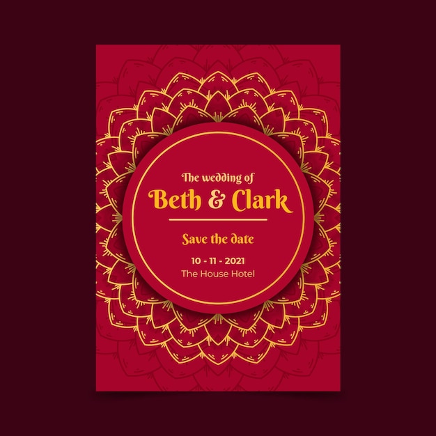 Vector indian wedding invitation template