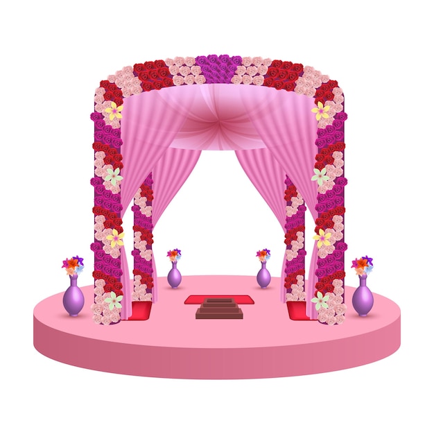 Indian Wedding Mandap vector illustration on white background