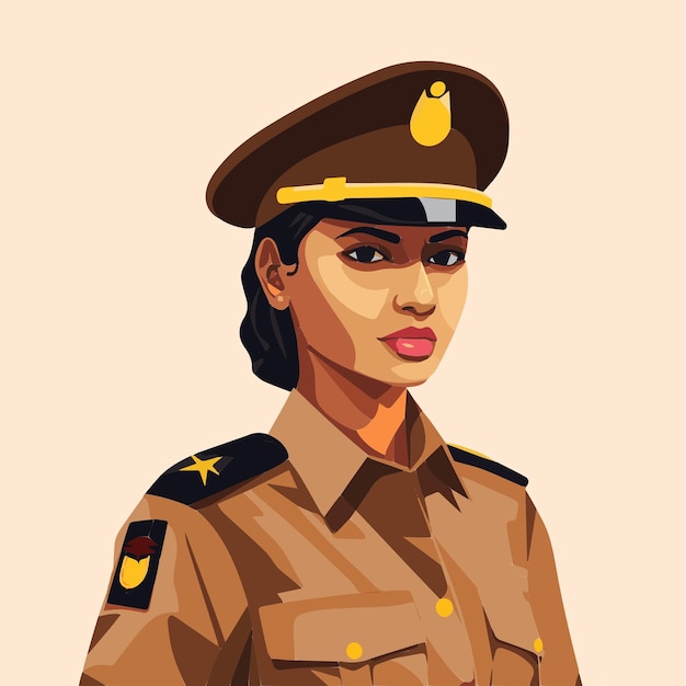 Indian Women Police officer vector illustration