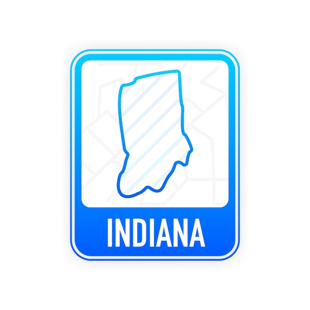 Indiana - U.S. state. Contour line in white color on blue sign. Map of The United States of America. Vector illustration.