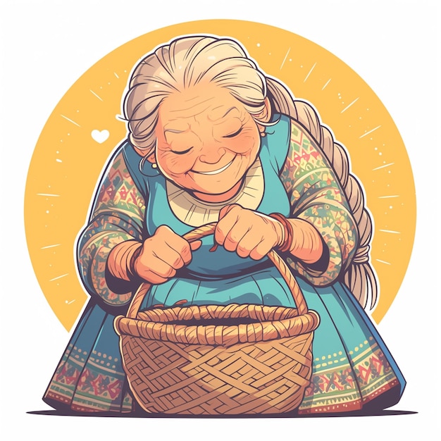 Indigenous Australian Elderly Woman Weaving a Basket