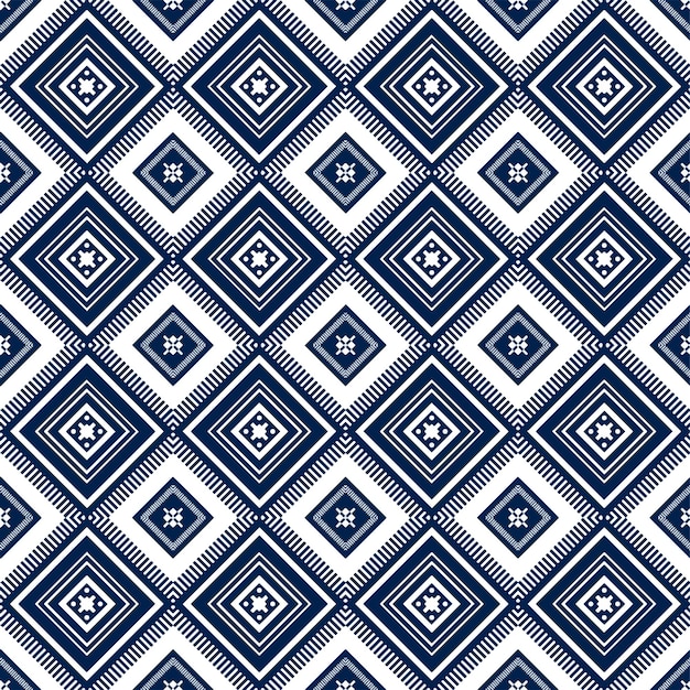 Indigo Blue Geometric ethnic oriental pattern traditional Design for backgroundcarpetwallpaperclothingwrappingBatikfabric vector illustration embroidery style