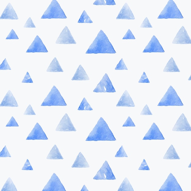 Indigo blue watercolor triangle seamless patterned background vector