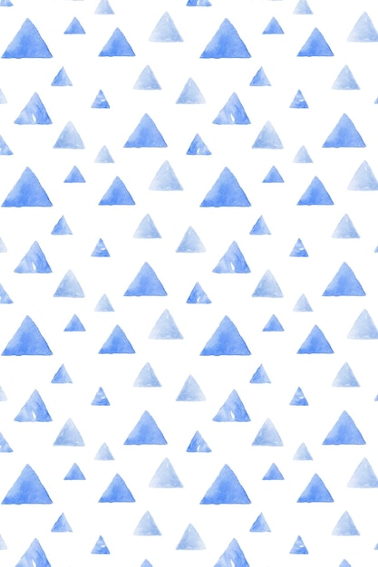 Indigo blue watercolor triangle seamless patterned background vector