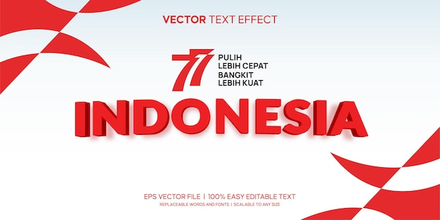 Indonesia 77 independence editable text effect