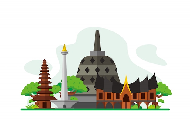 Indonesia Famous Landmarks background