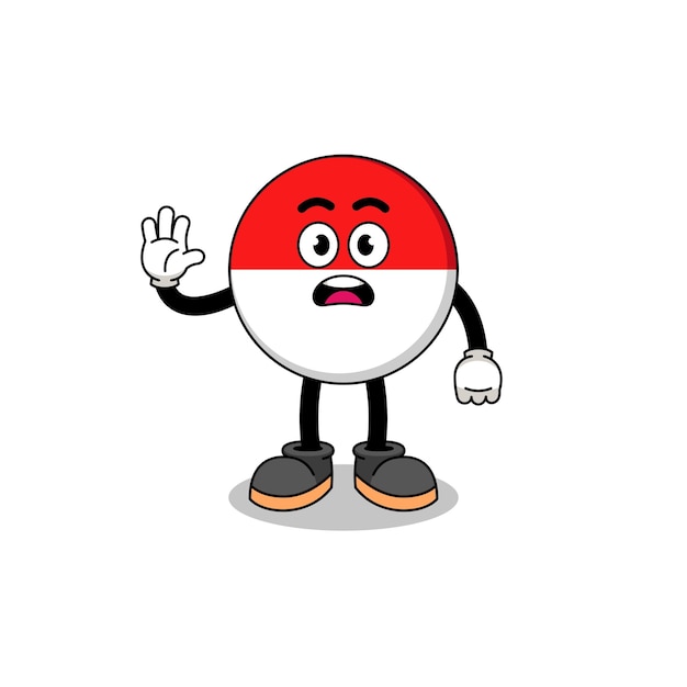 Indonesia flag cartoon illustration doing stop hand character design