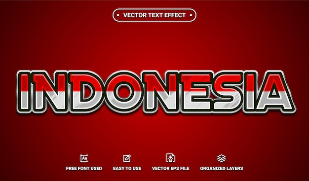 Indonesia Flag Editable Vector Text Effect