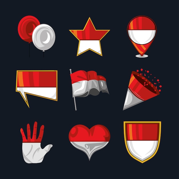 Indonesia flag set