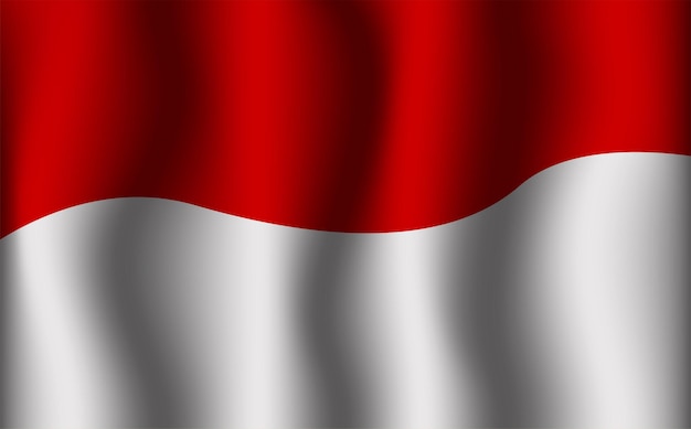 indonesia flag wave realistic red white background design