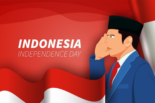 Indonesia Independence day background salute the flag