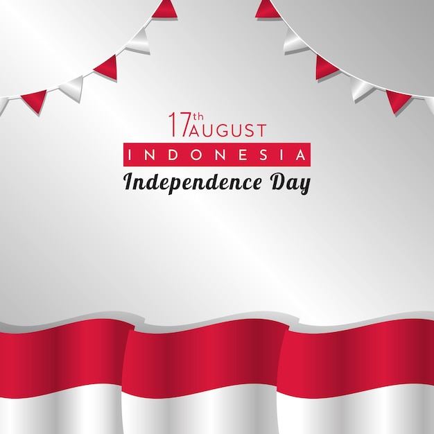 Indonesia Independence day background with wavy flag style