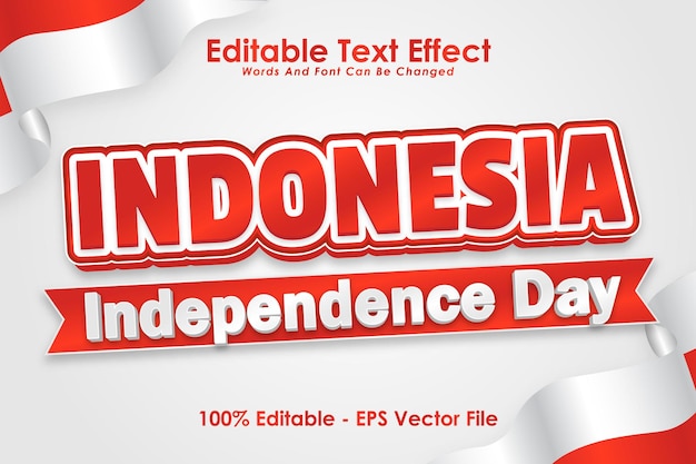 Indonesia Independence Day Editable Text Effect 3 Dimension Emboss Modern Style