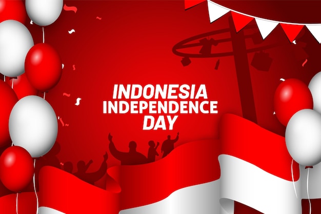 Indonesia Independence day flag background and balloon