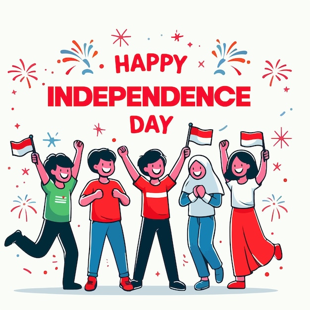 Indonesia Independence Day flat vector illustration