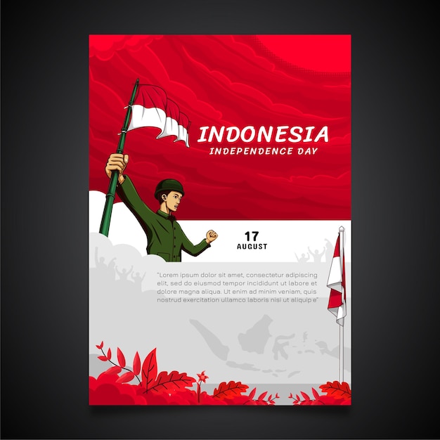 Indonesia independence day Flyer template