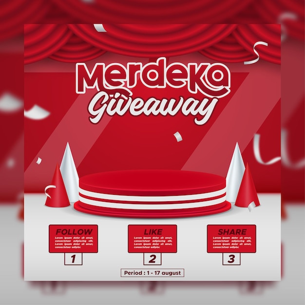 Indonesia independence day giveaway square banner template