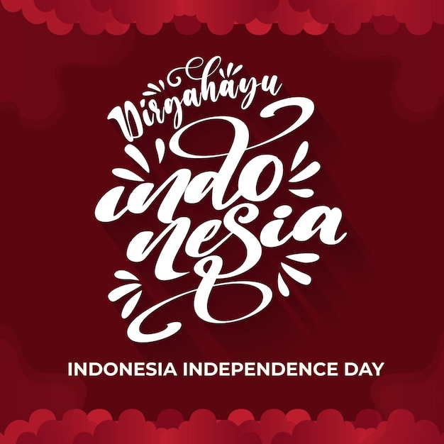 Indonesia independence day lettering ind red background