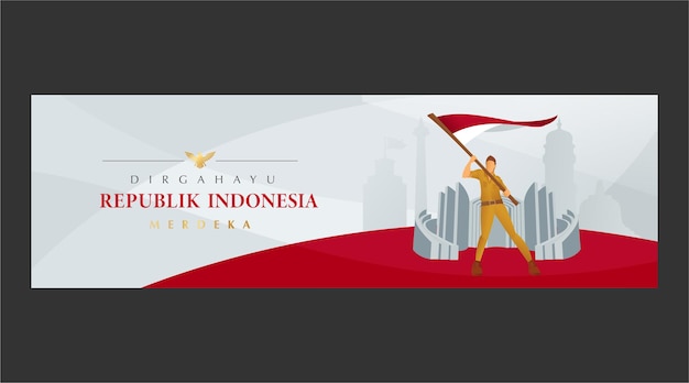 Indonesia independence day realistic illustration banner