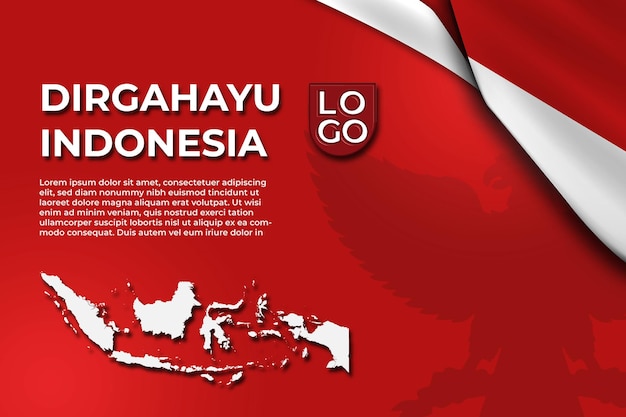 Indonesia Independence Day Red Background Template with ornaments