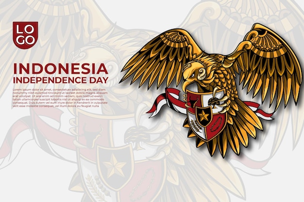 Indonesia Independence Day simple template with Garuda Pancasila  art Modern style