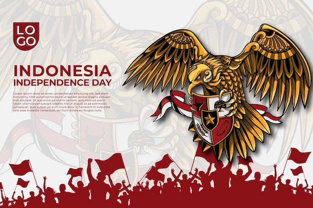 Indonesia independence day template background with Garuda indonesia art animation and euphoria