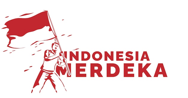 indonesia independence day with waving flag Merdeka translates to independence or freedom