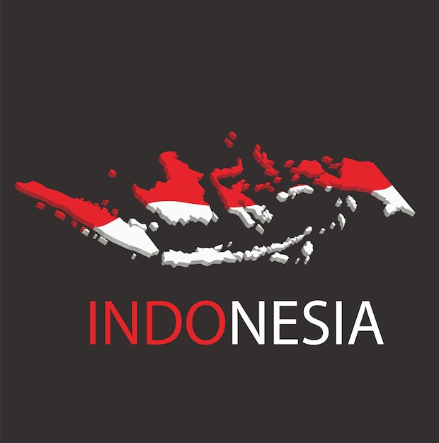 Indonesia Isometric map with black background vector illustration design.