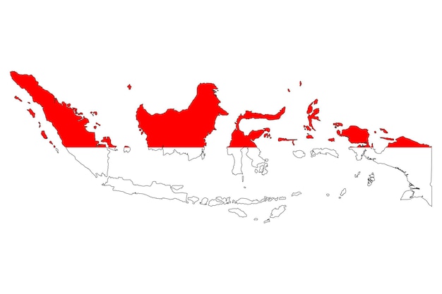 Indonesia map silhouette with flag on white background