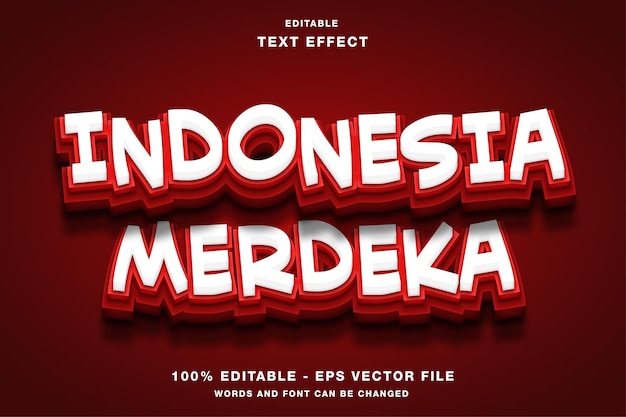 Indonesia Merdeka Independence Day 3D editable text style effect