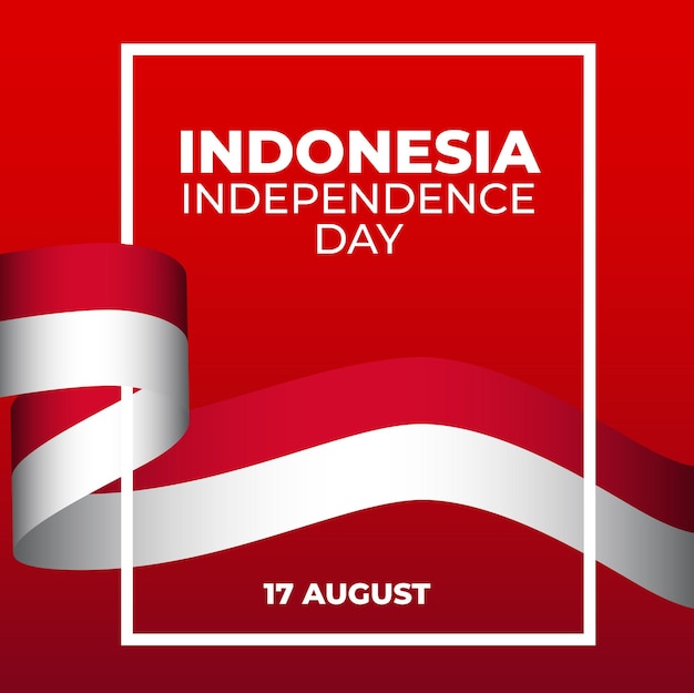 Indonesia poster waving ribbon flag independence day design template 17 august