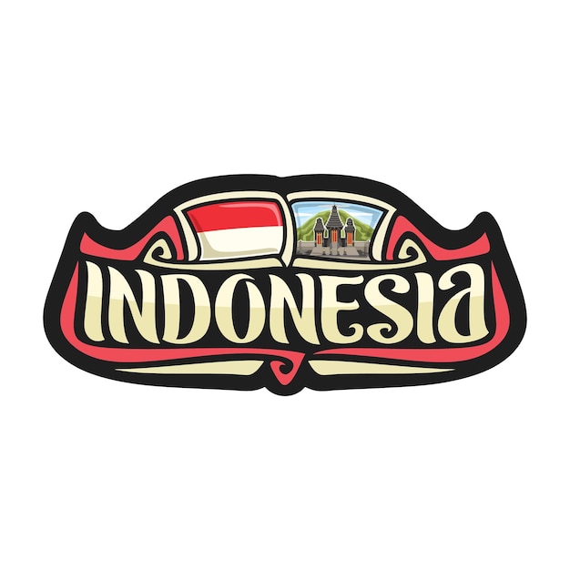 Indonesia Sticker Flag Logo Badge Travel Souvenir Illustration