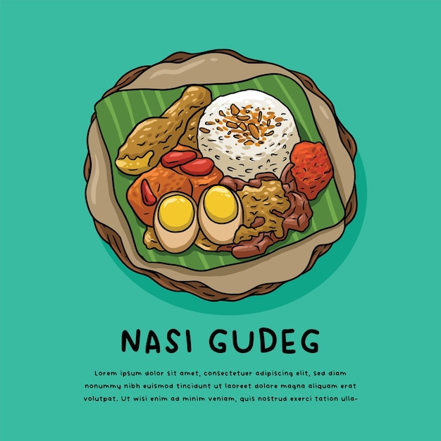 Indonesia traditional food gudeg logo illustration