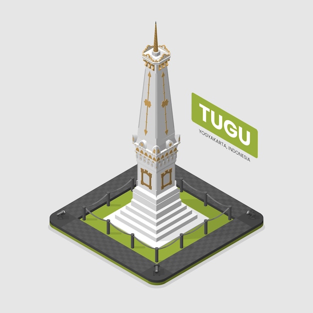 indonesia tugu yogyakarta landmark isometric