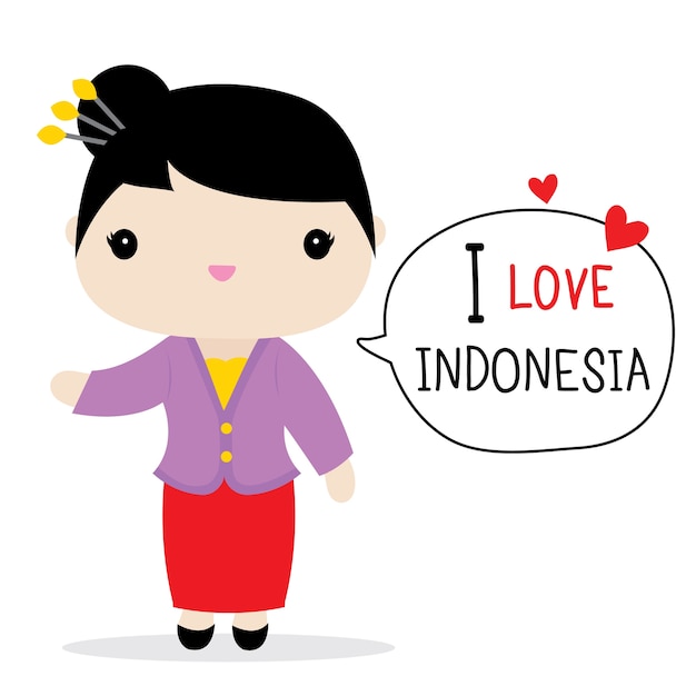 Indonesia Women National Dress Cartoon Vector