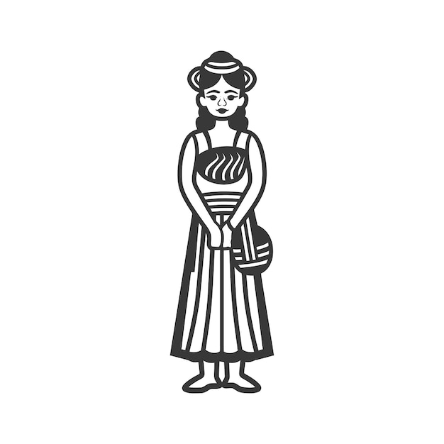 indonesian balines women wearing payas madya traditional clothing minimalist line art icon logo