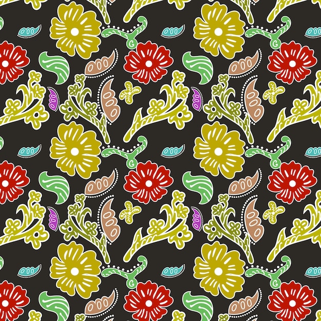 Indonesian batik Decorative floral seamless pattern fashion background