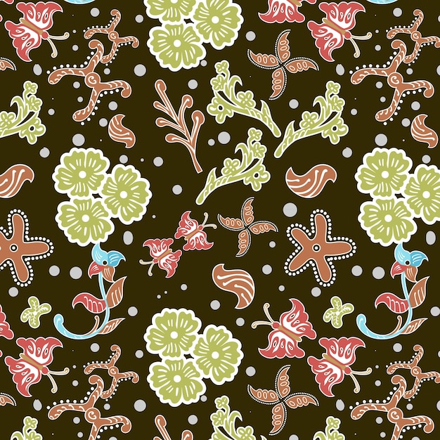 Indonesian batik Decorative floral seamless pattern fashion background