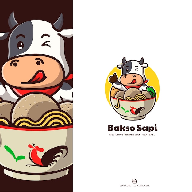 Indonesian Beef Meatball Isolated Logo Icon Illustration